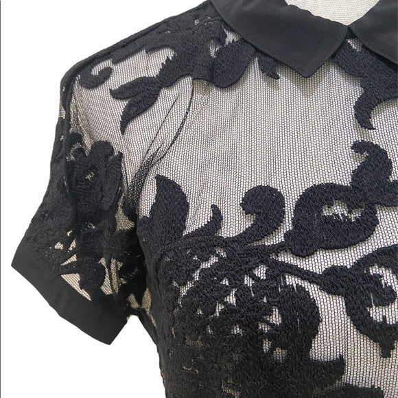 NWT designer Karen Harman black lace back exposed zipper blouse size medium - Picture 4 of 15